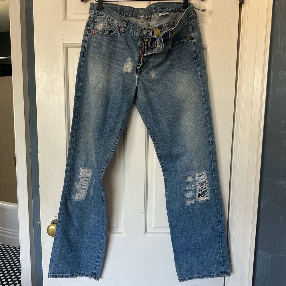 Lucky Brand Relaxed Fit Distressed Blue Jeans